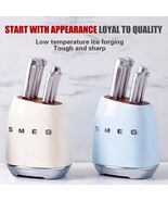 Smeg 7 Piece New Knife Block Set Stainless Steel Multicolor - DHL EXPRES... - $175.90