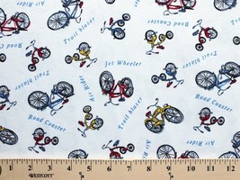 Bike Bicycle Bikes Lightweight Jersey T-shirt Knit Fabric Print By Yard D347.03 - £20.53 GBP