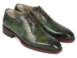 Paul Parkman Mens Shoe Oxfords Green Marble Patina Goodyear Welted 56GRN37 - £479.83 GBP