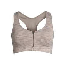 Avia Women&#39;s Seamless Zip Front Medium Support Sports Bra Oatmeal Size Small - £6.95 GBP