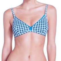 Tommy Bahama We Love Plaid Bikini Top Large Blue + White Adustable Straps Lined - £21.47 GBP