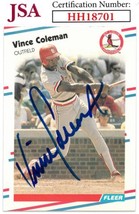Vince Coleman signed 1988 Fleer Baseball On Card Auto #27- JSA #HH18701 (St. Lou - £21.54 GBP