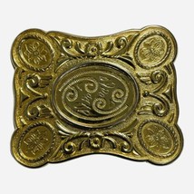 Vintage Gold Tone Belt Buckle Ornate Wing Leaf Western Style Cowgirl Square Boho - £6.80 GBP