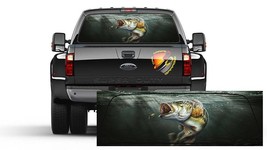 BASS Seabass Fishing Rear Window Perforated Graphic Decal Sticker Camper... - £40.40 GBP
