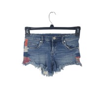 Blank NYC Theastor Denim Shorts 24 Womens Raw Hem Low Rise Embroidered Sides - £12.42 GBP