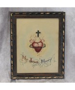 Sacred Heart Handmade Print My Jesus Mercy Framed Vintage - €135,71 EUR