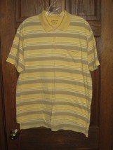 St. John&#39;s Bay Lakeside Yellow and Beige Striped Polo Shirt - Size XL - $17.81