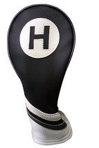 Majek Golf Headcover Black and White Leather Style #5 Hybrid Head Cover - $17.23