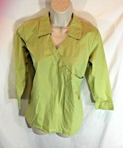 Duo Maternity Sz S Green Tunic Shirt Top Tie Waist Back Tie Waist - $9.15