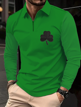 Men&#39;s St. Patrick&#39;s Day Clover Graphic Print Casual Half Zip Sweatshirt - $28.00