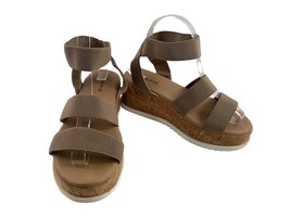 Torrid Womens Shoes Brown White 7W Wide Platform Cork Chunky Ankle Strap... - $27.54