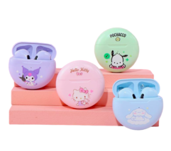 Wireless Earphones Hello Kitty Characters Bluetooth Earbuds Round Charging Case - £19.58 GBP