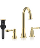 Anleijur 2 Handle 8 Inch Widespread Bathroom Sink Faucet, Pop-Up Drain A... - £78.88 GBP