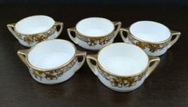 Antique Nippon Morimura Porcelain Salt Dishes Cellars Hand Painted Floral 5 Set - £28.23 GBP