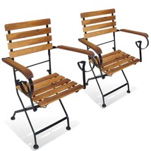 vidaXL Folding Patio Chairs 2 pcs Steel and Solid Wood Acacia - £127.19 GBP