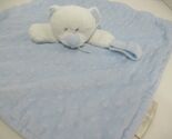 Blankets &amp; Beyond white teddy bear blue minky dot security blanket pacif... - $9.40