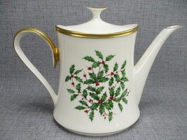 Lenox Teapot Holiday Dimension China Tea pot or Coffee Pot Christmas 8&quot; tall lid - £133.64 GBP