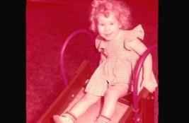 Cute Young Girl on a Slide Homemade Glass Slide 1950&#39;s - £15.77 GBP