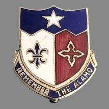 WWII US Army 141st Infantry Regiment DI DUI Crest &quot;Remember The Alamo&quot; Pin-Back - £11.17 GBP