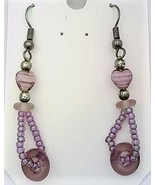 Purple Heart Glass Bead Earrings - $23.62