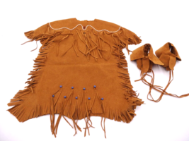 American Girl Doll Kaya Meet dress &amp; moccasins outfit Native American shoes - $43.56