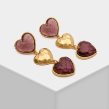 vintage jewelry heart shape earrings drop earrings matter gold earrings vintage  - £44.18 GBP