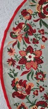 Vintage 1960s 72&quot; Round Jacobean Print Tablecloth Folk Art - £95.12 GBP