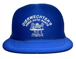 Vintage Dierwechters Used Auto Parts Hat Cap Snap Back Blue Mesh Trucker Mens - £13.99 GBP