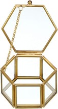 Golden Geometric Jewelry Display Organizer Keepsake Box Case, Hipiwe Glass - $16.54