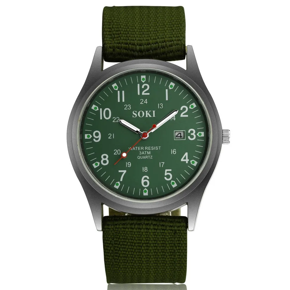Glow in the Dark  Tops    Mens Clock Army Watch Black Dial Date   Wrist Watch - £92.42 GBP