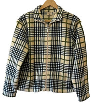 Mountain Lake Jacket Women&#39;s Small Zip Plaid Stripe Olive Green Tan Long Sleeve - £15.80 GBP