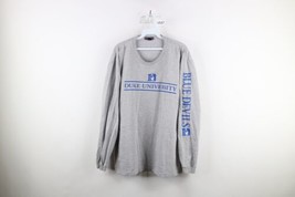 Vintage 90s Mens Size XL Spell Out Duke University Long Sleeve T-Shirt Gray USA - £39.52 GBP