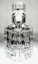 Vintage Waffle Block Clear Glass 9 inch Square Whiskey / Bourbon Decanter - £27.24 GBP