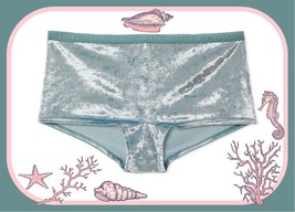 M Seafoam Sage Dust Green Full Velvet Rare Victorias Secret Logo Shortie Pantie - £9.99 GBP