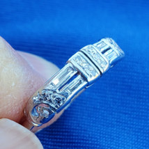 Earth mined Diamond Deco Wedding Band Antique Platinum Anniversary Ring 5.5 - £1,226.99 GBP