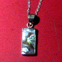 VTG 925 S. Silver18&quot; Necklace with Real Rainbow Iridescent Abalone Shell... - $15.83