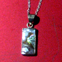 92Sterling Silver18&quot; Necklace with Real Rainbow Iridescent Abalone Shell... - $24.60