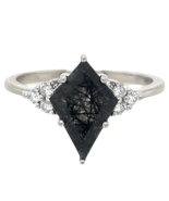 Rutilated Quartz with 1/10ctw Diamond Accents 18k White Gold Size 6.5 Ri... - $1,309.54 CAD