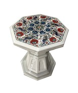 16&quot; Marble Coffee Table Top Carnelian Multi Floral Peacock Inlay With Ba... - $2,321.27 CAD