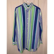 1990s Ralph Lauren Blake Blue Green Maximalist Old Money Bold Stripe Shi... - £25.09 GBP