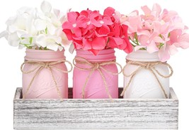 Valentines Day Decor, Valentines Mason Jar Centerpiece for Table with Wood Tray, - £36.78 GBP