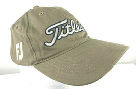 Titleist Footjoy Baseball Hat Ball Cap Golf Tan Embroidered Stitched Mens Adjust - $27.87