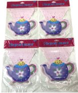 Tea Party Banner Decor Pink Purple Pot Kettle Girls Birthday Luncheon De... - $8.90