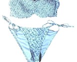 Hollister Bikini White with Blue Floral Small Top &amp; Bottoms NO TOP TIES ... - £22.57 GBP