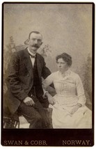 CIRCA 1890&#39;S TWO  CABINET CARDS OF SAME WOMAN WITH HUSBAND SWAN &amp; COBB N... - £13.22 GBP