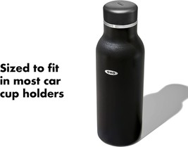 OXO Insulated Water Bottle with Standard Lid, 16 oz, Onyx - £13.14 GBP