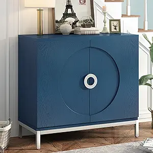 Merax Navy Modern Wood Buffet Sideboard with 2 Doors Farmhouse Free Standing Sto - £364.09 GBP