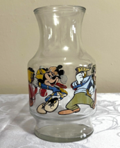 Vintage Walt Disney Glass Juice Carafe Vase Mickey Pluto Characters Pitcher - £11.63 GBP