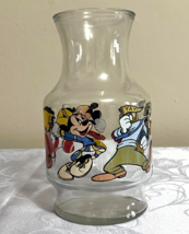 Vintage Walt Disney Glass Juice Carafe Vase Mickey Pluto Characters Pitcher - $14.85