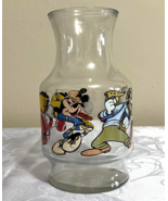 Vintage Walt Disney Glass Juice Carafe Vase Mickey Pluto Characters Pitcher - £11.68 GBP